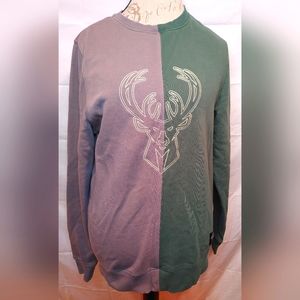 Milwaukee Bucks New Era French Terry Color Block Pullover Sweatshirt Size Medium